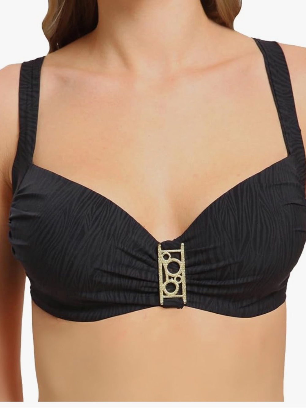 Panache Lola Underwire Molded Bikini Top Black size 34ddd